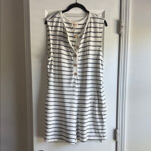 BiBi Navy and White Striped Romper